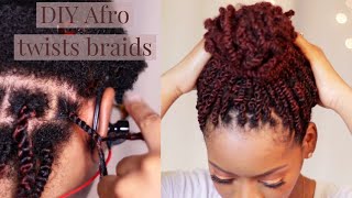 Afro kinky twist braids on natural hair [upl. by Genaro]