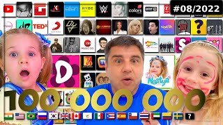 100 Most Subscribed YouTube Channels August [upl. by Teage]