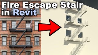 Fire Escape Stair in Revit Tutorial  Stairs in Revit [upl. by Searby]