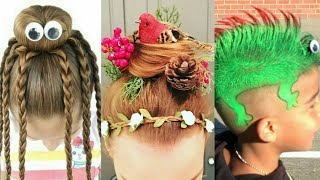 Crazy Hair Style  Wacky Hair Style 2017  Crazy Hair Day In School [upl. by Nedrah746]