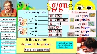 Apprentissage de la lecture Maternelle CP en Français  Alphabet  g gu 19 [upl. by Nashner]