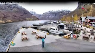 Neue Live Webcam  Geirangerfjord cruise port  en0243 [upl. by Aehtela]