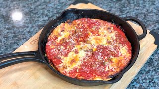 The Best Homemade Cast Iron Pan Pizza  Traeger Grill Recipe [upl. by Neeka]