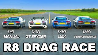 Audi R8 generations 20062019 DRAG RACE [upl. by Arteid]