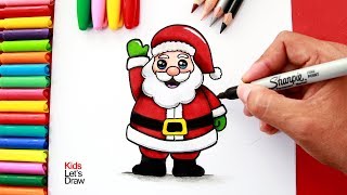 Aprende a dibujar y pintar a PAPÁ NOEL fácil  How to Draw a Cute Santa Claus Version 2018 [upl. by Inek]