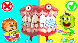 Lets Brush Our Teeth 🍒 Lion Family  Cartoon for Kids [upl. by Craw]