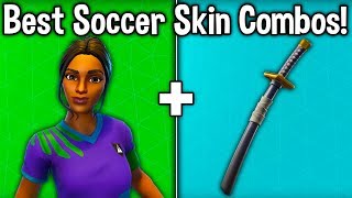 5 BEST quotSOCCERquot SKIN  BACKBLING COMBOS Fortnite Football Skin Combinations [upl. by Dorcas31]