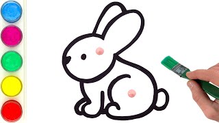 Lets Learn How to Draw amp Paint Rabbit Bunny Easy Painting Drawing Coloring for Kids and Toddlers [upl. by Anderson941]