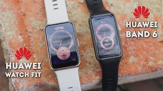 HUAWEI Band 6 vs HUAWEI Watch Fit  Full Review Comparison [upl. by Bette]