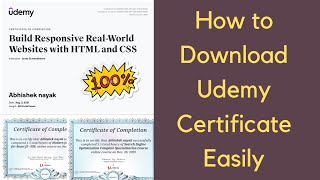 How to download Udemy Certificate in 2024  Best tricks to download [upl. by Neelyahs]