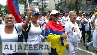 Venezuelan women rally against Nicolas Maduro [upl. by Ainad370]