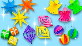 DIY Paper Christmas Ornaments 5 DIY Christmas Decorations Ideas [upl. by Aveer]