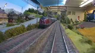 Large Private Model Railroad RR HO Scale Train Layout [upl. by Toft]