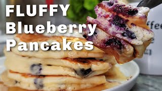 BLUEBERRY PANCAKES  Homemade Fluffy Blueberry Pancakes Recipe [upl. by Ecnarrat]