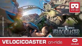 Crazy VELOCICOASTER onride VR Roller Coaster VR180 Front Row POV Jurassic World Universal Orlando [upl. by Remos662]