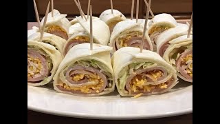 Turkey and Ham Tortilla Pinwheels  Appetizer Recipe [upl. by Lokin]