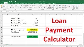 How To Calculate Loan Payments Using The PMT Function In Excel [upl. by Nnylyak289]