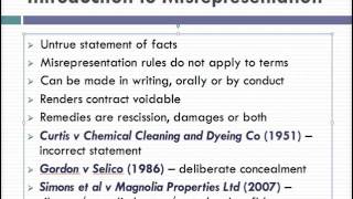 Misrepresentation Lecture 1 of 4 [upl. by Ennairac]