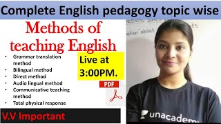 Methods of Teaching English  English PedagogyCTET2020 [upl. by Eecram853]