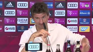 Thomas Müller saying LewanGOALski  and everyone laughs 🤣 [upl. by Theo701]