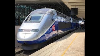 High speed Train TGV InOuiThalys Eurostar OUIGO in France [upl. by Ahsinnek]