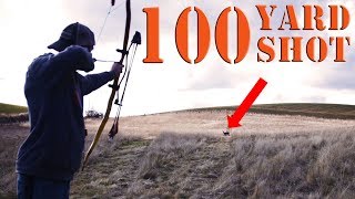 100 Yards Long Range shooting PRIMITIVE recurve bow [upl. by Atoked684]