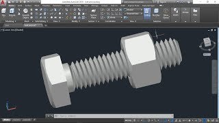 AutoCAD 3D bolt and nut drawing autoCAD training [upl. by Yssac]