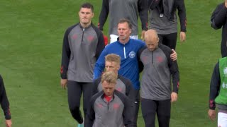 Denmarks national team return to the Euro 2020 pitch following Christian Eriksen collapse [upl. by Tailor]