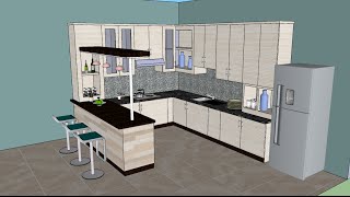 Sketchup tutorial interior design  Kitchen [upl. by Lamp256]