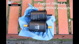 Peugeot 206 cc 16  Kraftstofffilter erneuern [upl. by Hannavas]