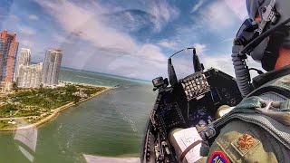 F16 Over the Shoulder Cockpit View  Airshow over South Beach Miami  Cockpit Audio [upl. by Aural397]