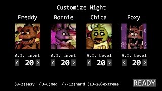 Five Nights at Freddys  Custom Night  20202020420 Mode No Commentary [upl. by Marcie650]