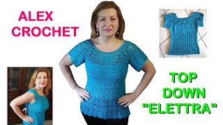 TUTORIAL MAGLIA UNCINETTO quotELETTRAquot top down facile tutte le taglie ALEX CROCHET [upl. by Horton796]