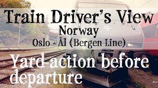 TRAIN DRIVERS VIEW Oslo  Ål with engine and carriage pickup [upl. by Dadinirt]