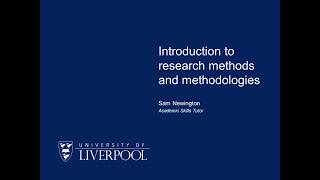 Introduction to research methods and methodologies [upl. by Stacee]