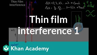 Thin Film Interference part 1  Light waves  Physics  Khan Academy [upl. by Ahseem]