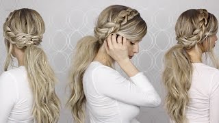 HOW TO Voluminous Messy Ponytail amp Braid Detailing  Long medium hair [upl. by Olney]