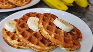 WAFFLE RECIPE  Banana Waffles Recipe  Easy Homemade Waffles [upl. by Nilekcaj]