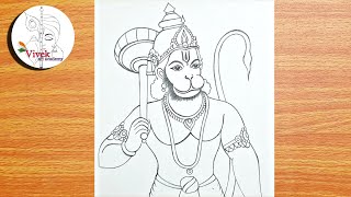 Lord Hanuman Drawing  How to draw Lord Hanuman Step by Step  Bajarang Bali Drawing [upl. by Nodnrb]