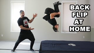 Learn How To Backflip AT HOME Easy Tutorial for Beginners [upl. by Wiburg251]