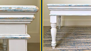 EASY DIY White amp Blue Distressed Chalk Paint Furniture Makeover [upl. by Sholeen948]