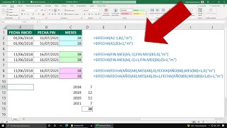 Calcular los MESES transcurridos con dos fechas cualquieras en Excel [upl. by Vahe]