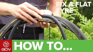 How To Fix A Flat Tyre  Fix A Road Bike Puncture [upl. by Tarrel802]