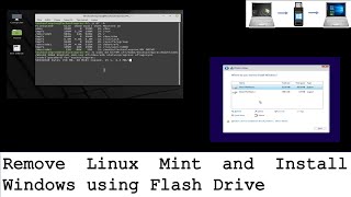 Remove Linux Mint and Install Windows using flash drive [upl. by Kelam482]