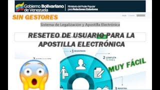 Reseteo de Usuario para Apostillar documentos electrónicos Venezolanos Asesórate con Edith Pérez [upl. by Lidah886]