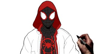 How To Draw Spiderman Miles Morales Hoodie Suit  Step By Step  Marvel [upl. by Itoc311]