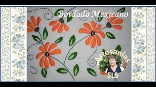 Bordado Mexicano paso a paso ♥ PRINCIPIANTES ♥ Flores anaranjadas ♥ [upl. by Demahum]