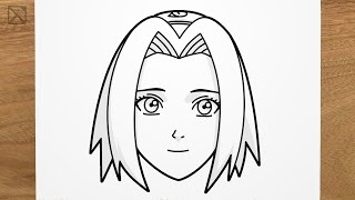 How to draw SAKURA HARUNO Naruto step by step EASY [upl. by Ahsiei]