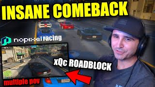 Summit1g INSANE COMEBACK xQc ROADBLOCK Multiple POVS NoPixel Racing [upl. by Einnus596]