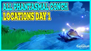 All Phantasmal Conch Locations Day 1 Genshin Impact [upl. by Yednarb]